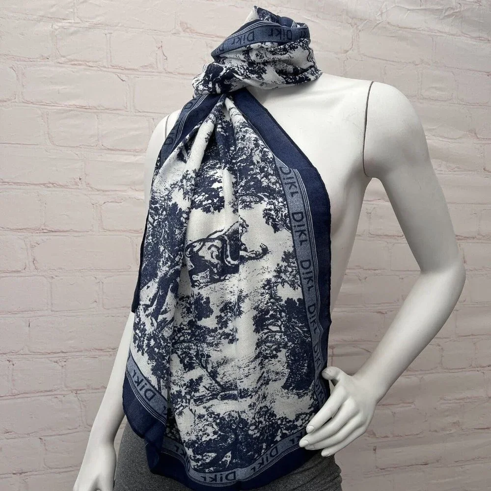 Ciormis Women's Trendy Autumn Lightweight Neck Warmer Scarf Blue Animal print